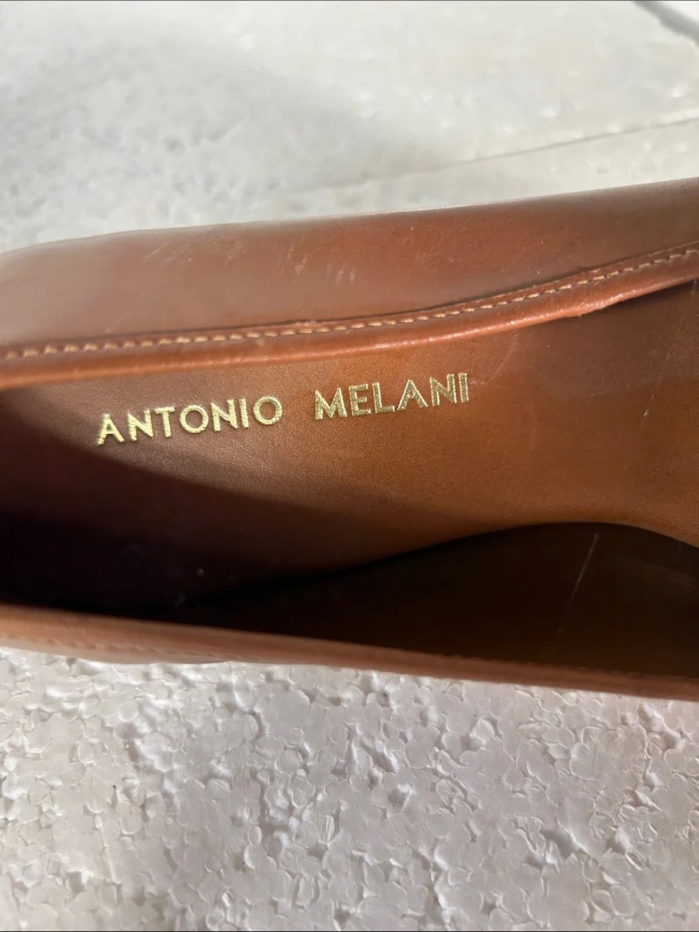 Antonio Melani SZ 8 Brown Leather Ballet Flats Buckle Old Money Staple Academia